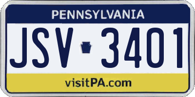 PA license plate JSV3401