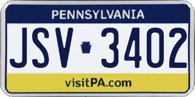 PA license plate JSV3402