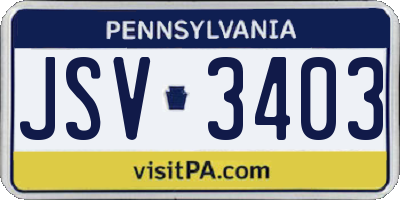 PA license plate JSV3403