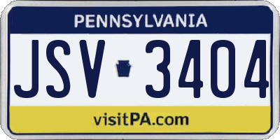 PA license plate JSV3404