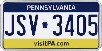 PA license plate JSV3405