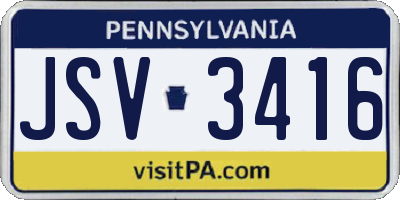 PA license plate JSV3416