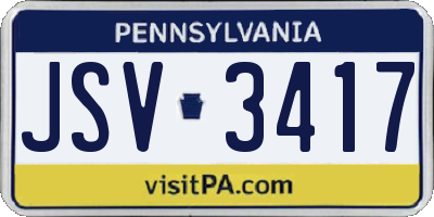 PA license plate JSV3417