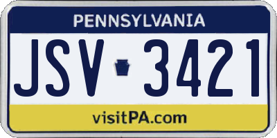PA license plate JSV3421