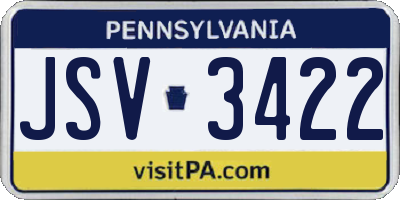 PA license plate JSV3422