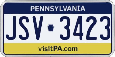 PA license plate JSV3423