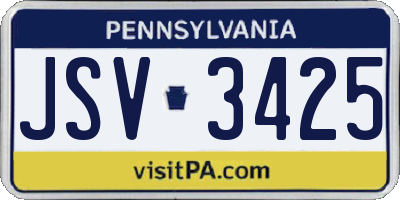 PA license plate JSV3425