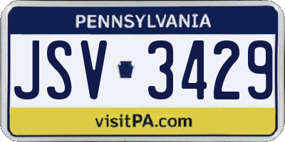 PA license plate JSV3429
