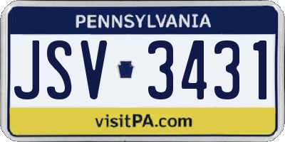 PA license plate JSV3431