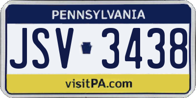 PA license plate JSV3438