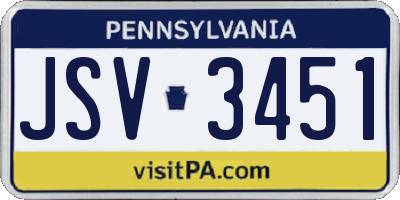 PA license plate JSV3451