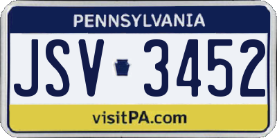 PA license plate JSV3452