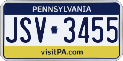 PA license plate JSV3455