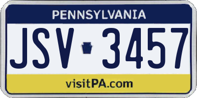 PA license plate JSV3457