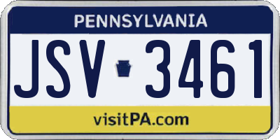 PA license plate JSV3461