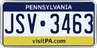 PA license plate JSV3463