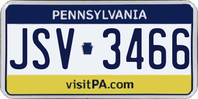 PA license plate JSV3466