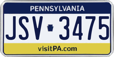 PA license plate JSV3475