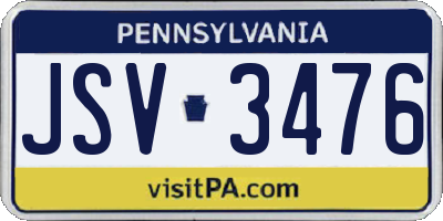 PA license plate JSV3476