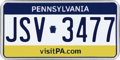 PA license plate JSV3477