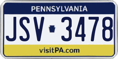 PA license plate JSV3478