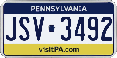 PA license plate JSV3492