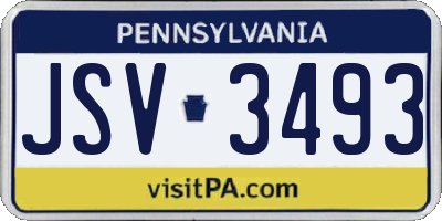 PA license plate JSV3493