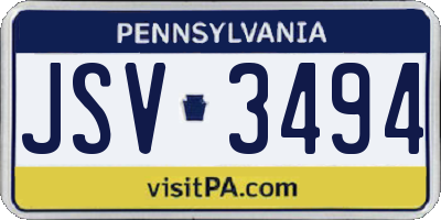 PA license plate JSV3494
