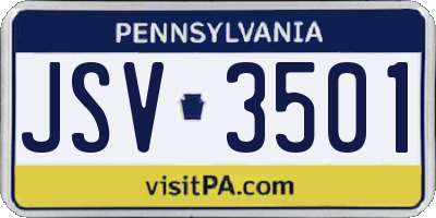 PA license plate JSV3501