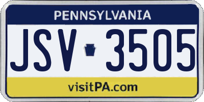 PA license plate JSV3505