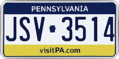 PA license plate JSV3514