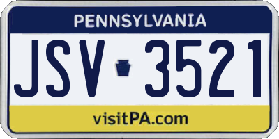 PA license plate JSV3521