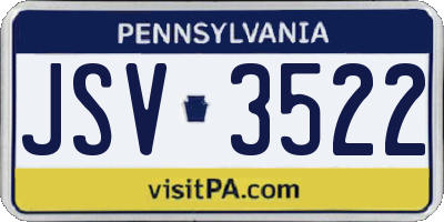 PA license plate JSV3522