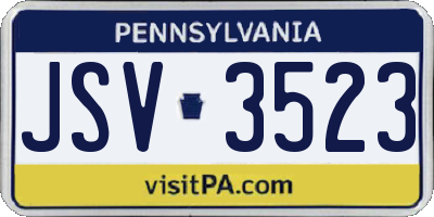 PA license plate JSV3523