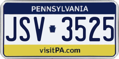 PA license plate JSV3525