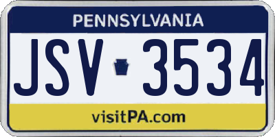 PA license plate JSV3534