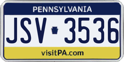 PA license plate JSV3536