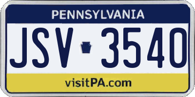 PA license plate JSV3540