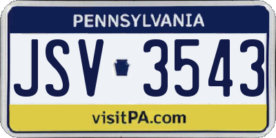 PA license plate JSV3543