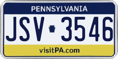 PA license plate JSV3546