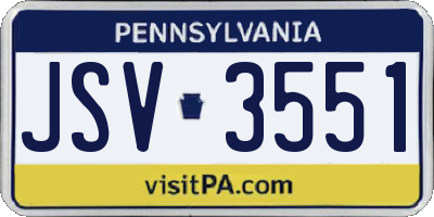PA license plate JSV3551