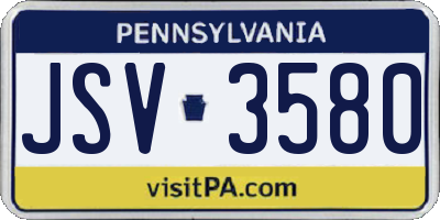 PA license plate JSV3580