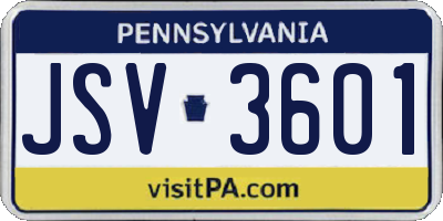 PA license plate JSV3601