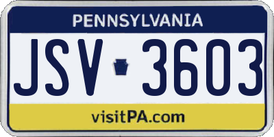 PA license plate JSV3603