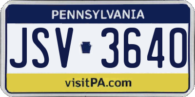 PA license plate JSV3640