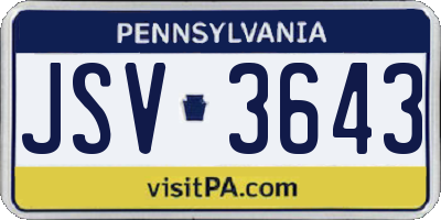 PA license plate JSV3643