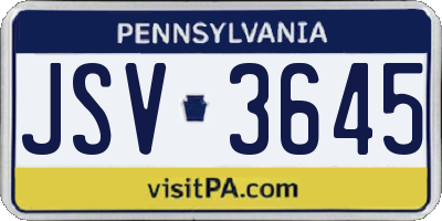 PA license plate JSV3645