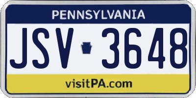 PA license plate JSV3648