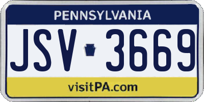 PA license plate JSV3669