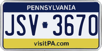PA license plate JSV3670